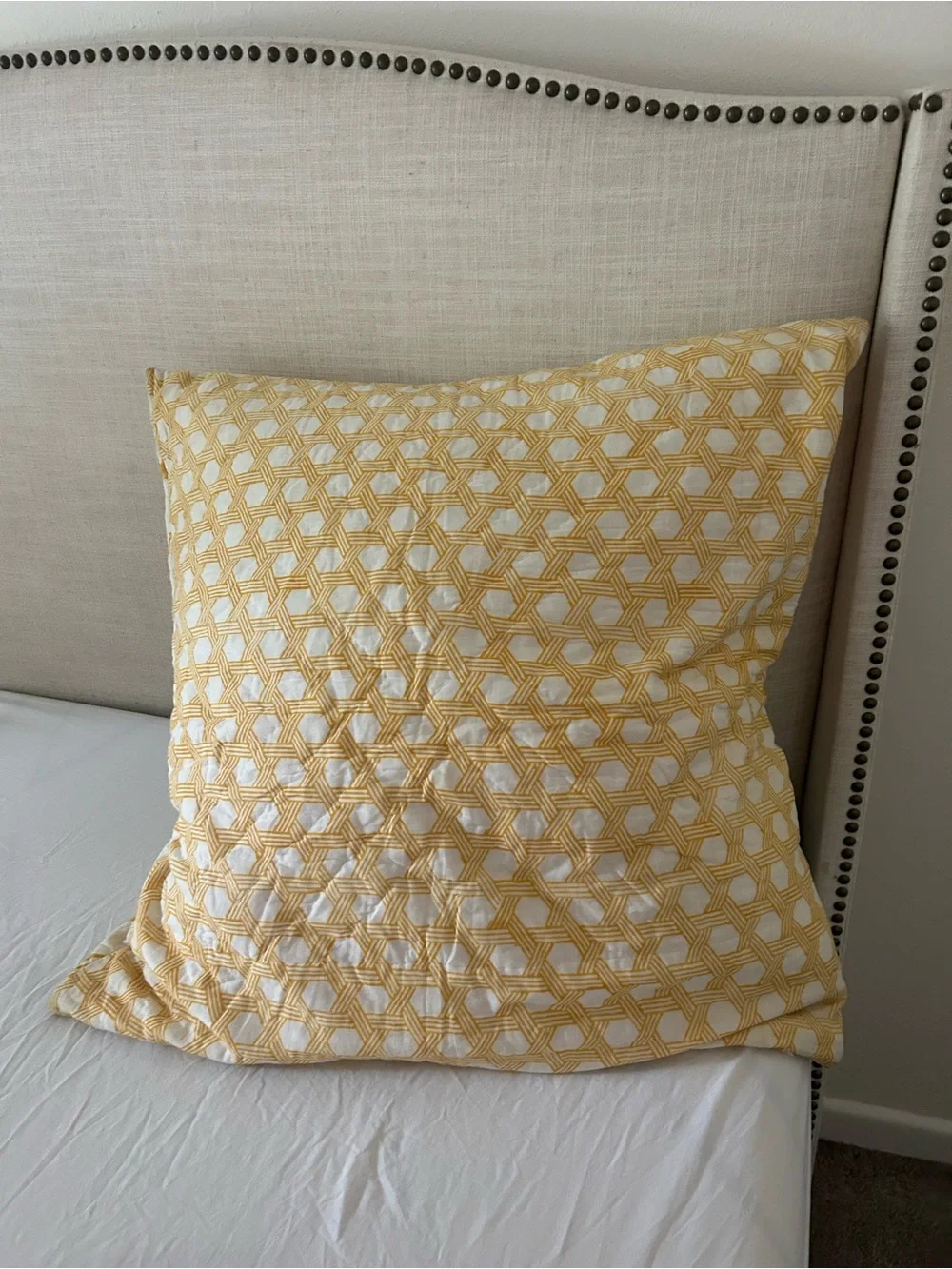 Serena & Lily Tulip-Print Pillow - Yellow and White